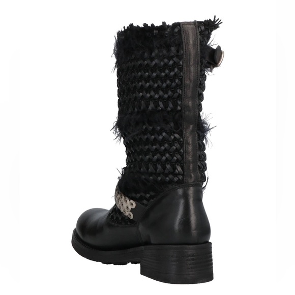 Metisse Italian leather biker boots with silver stud and buckle details - Picture 3 of 11